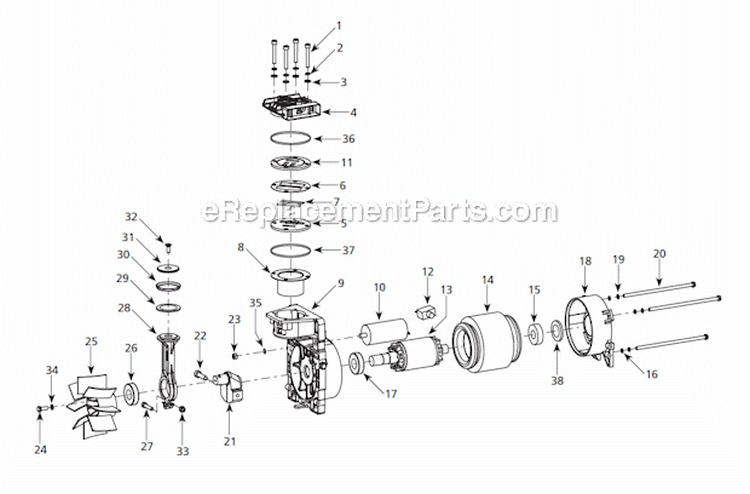 Page B Diagram and Parts List for HG300000  Campbell Hausfeld Compressor